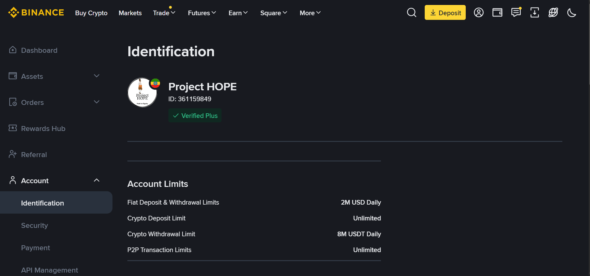 Binance Verified Plus Account Proof